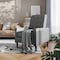 Flash Furniture Ezra Mid-Century Modern LeatherSoft Upholstered Button Tufted Pushback Recliner in Light Gray SG-SX-80415N-LGY-GG - alternate 1